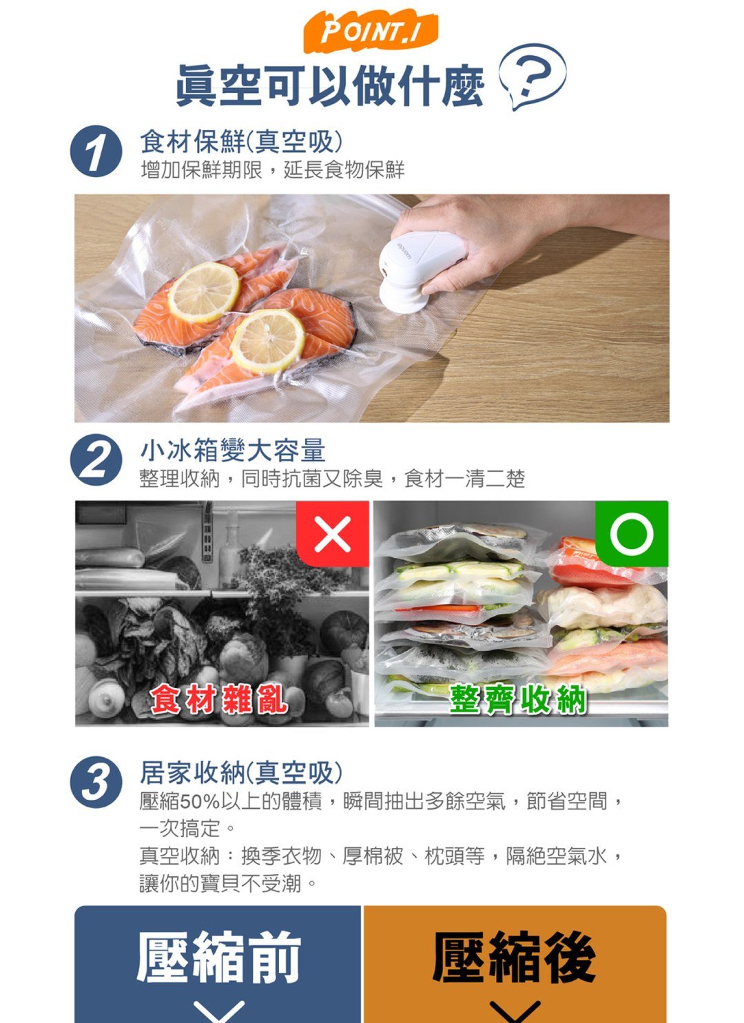 旺德 Wonder - 衣物真空收納袋 9入組 / 3C居家