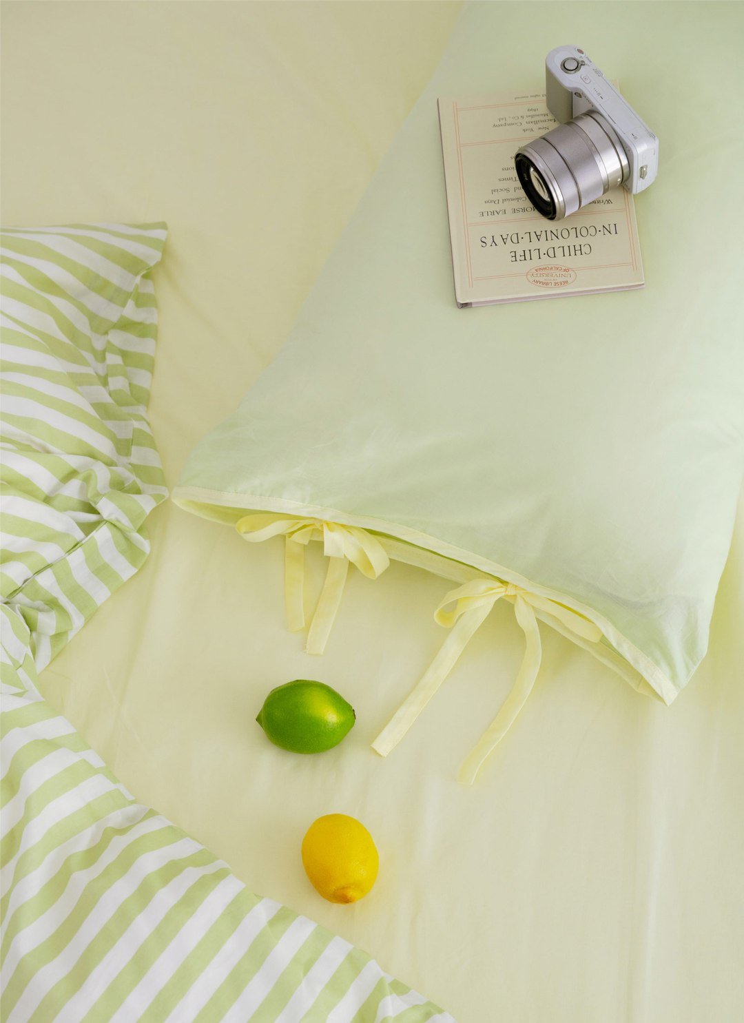 檸檬優格 - 華爾紗 ( 純棉 ) 床包組（床包＋枕套2入）