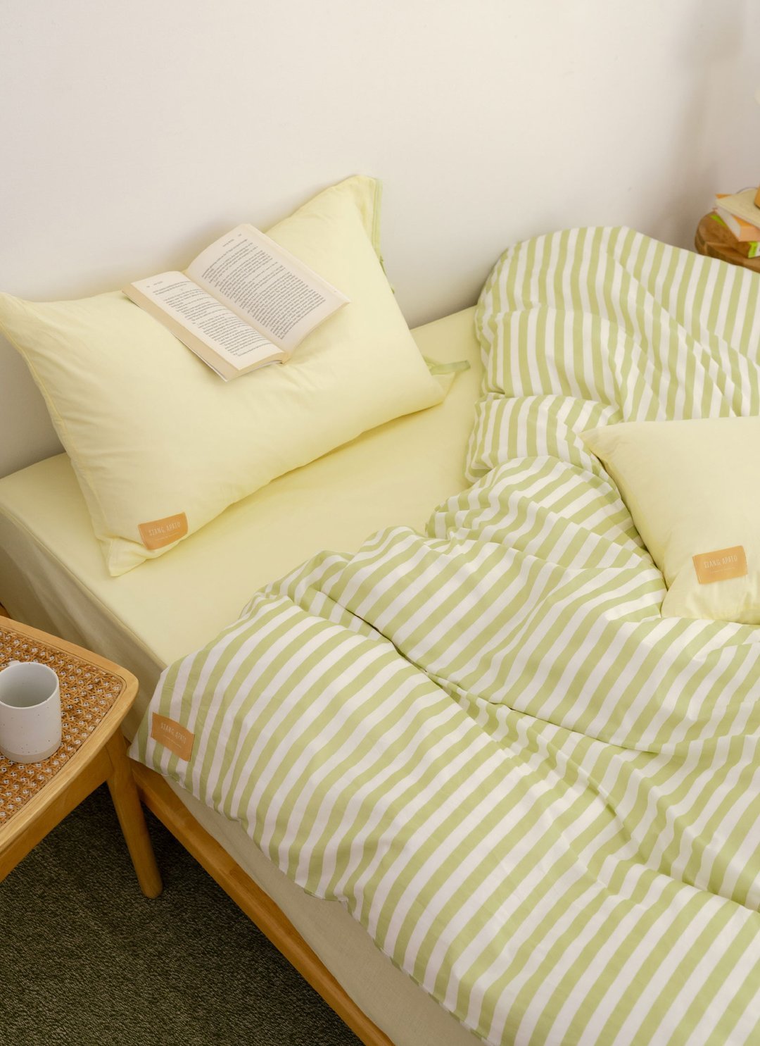 檸檬優格 - 華爾紗 ( 純棉 ) 床包組（床包＋枕套2入）