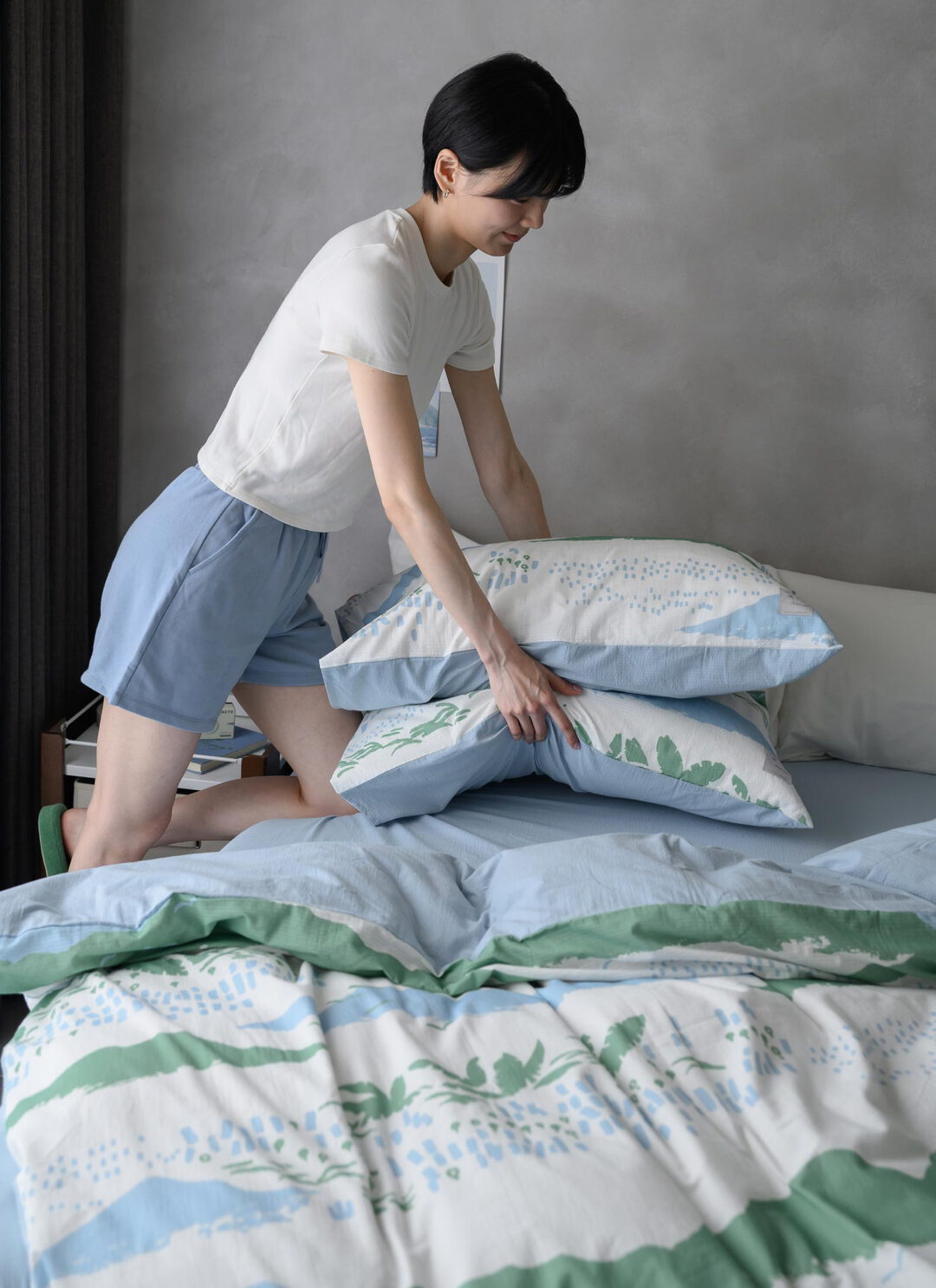 縱谷 - 純棉泡泡紗四件組 ( 床包 + 被套 + 枕套 ) / 印花樂聯名