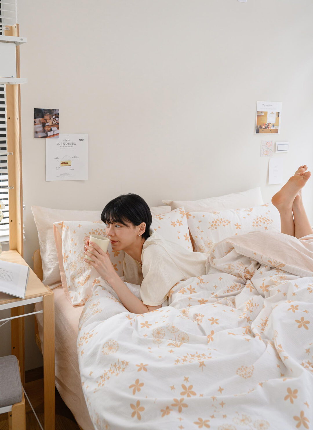 野花草 - 純棉泡泡紗四件組 ( 床包 + 被套 + 枕套 )  / 印花樂聯名