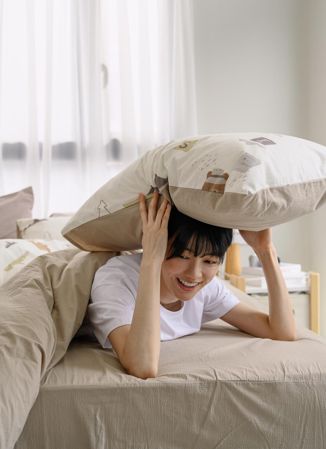 玩伴日常 - 純棉泡泡紗四件組 ( 床包 + 被套 + 枕套 ) / 印花樂聯名