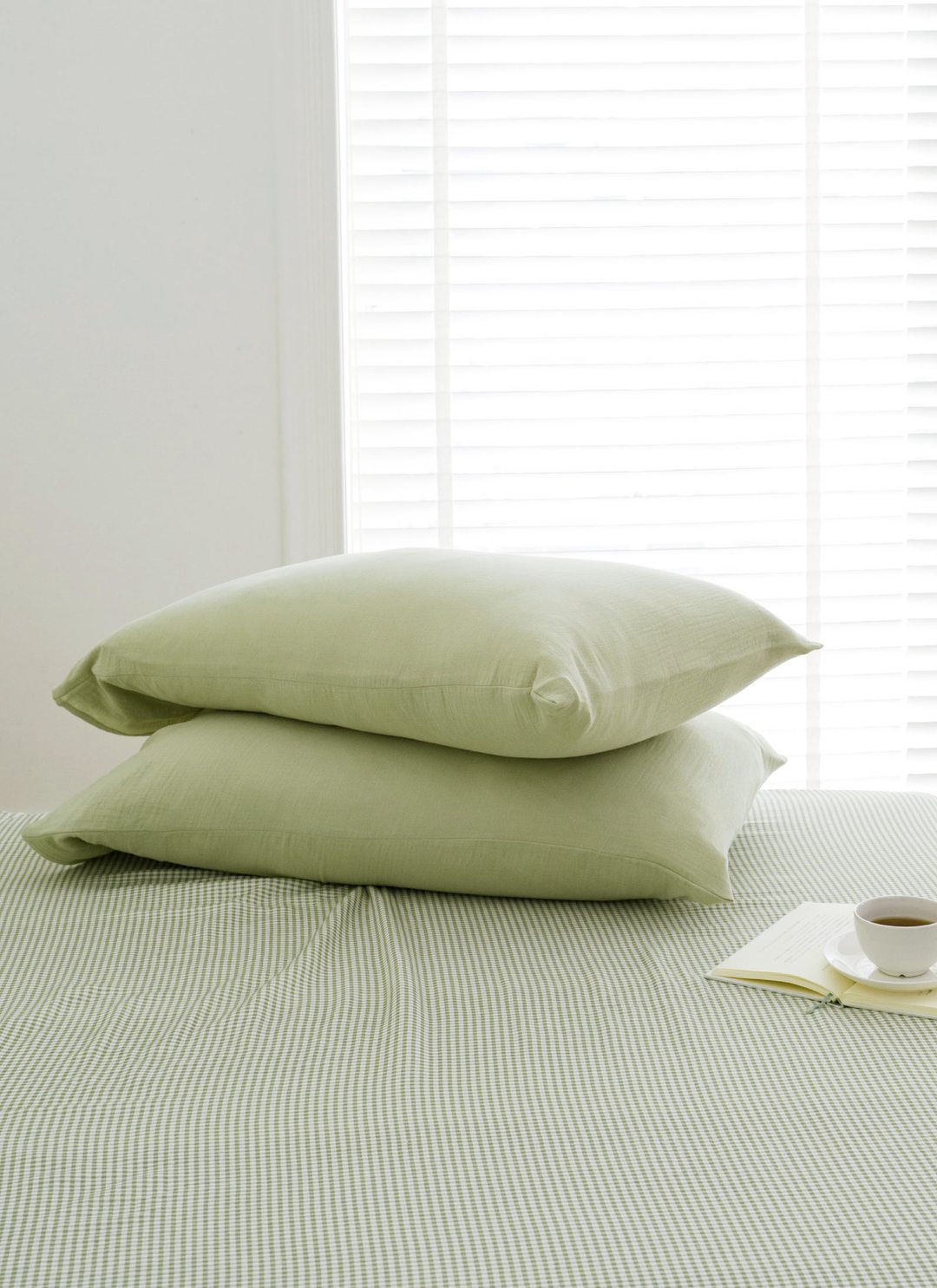 森語綠 - 二重紗 / 雙層紗素色枕套 / 2入組