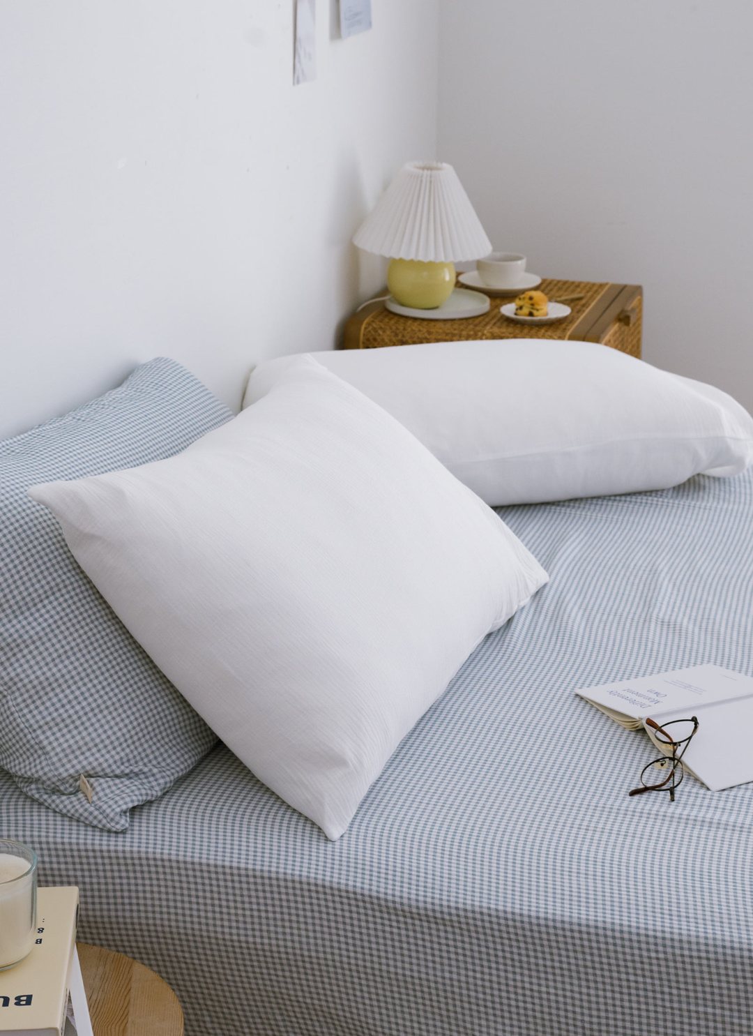 花漾白 - 二重紗 / 雙層紗素色枕套 / 2入組