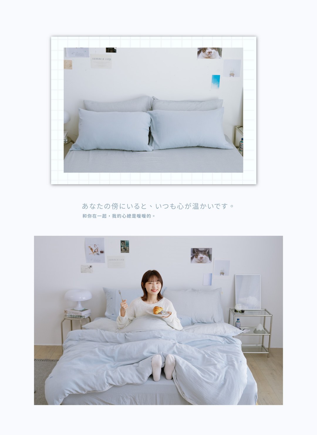 小富士藍 - 二重紗 / 雙層紗素色枕套 / 2入組