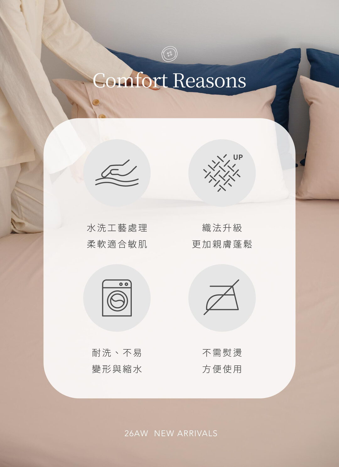 微曦 - 水洗棉床包組 ( 床包 + 木扣枕套 )