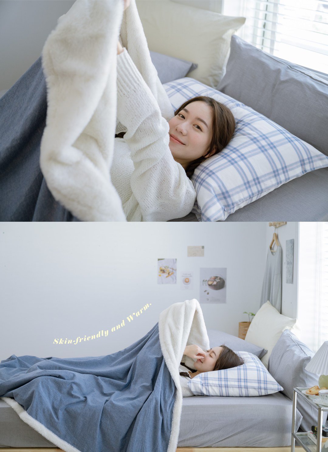 Blueberry - 奶油Q絨輕盈毯