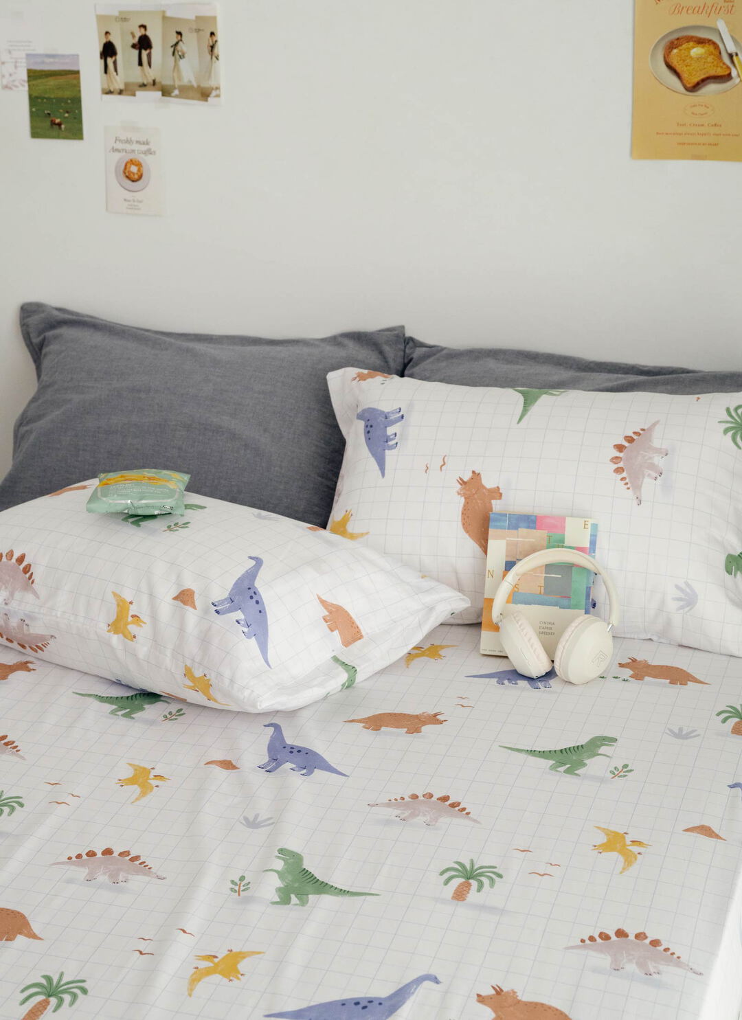 Dinosaur - 純棉全印花床包組 ( 床包 + 枕套 )