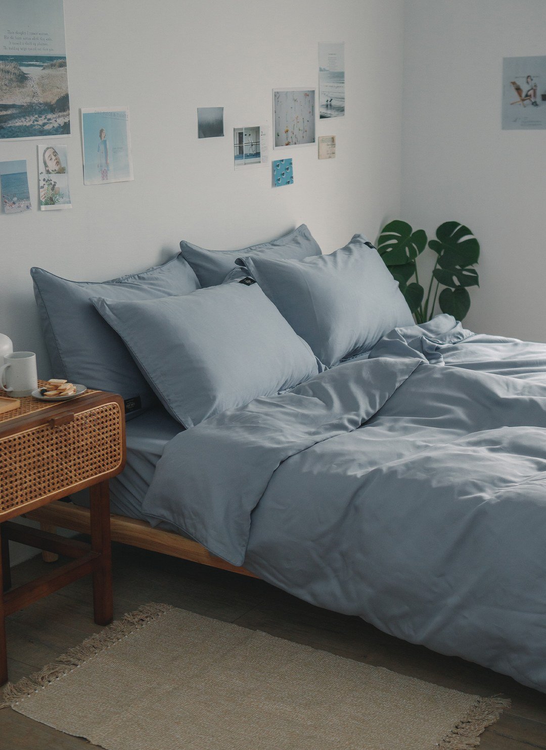 藍花亞麻 - 天絲四件組 ( 床包 + 被套 + 枕套 )