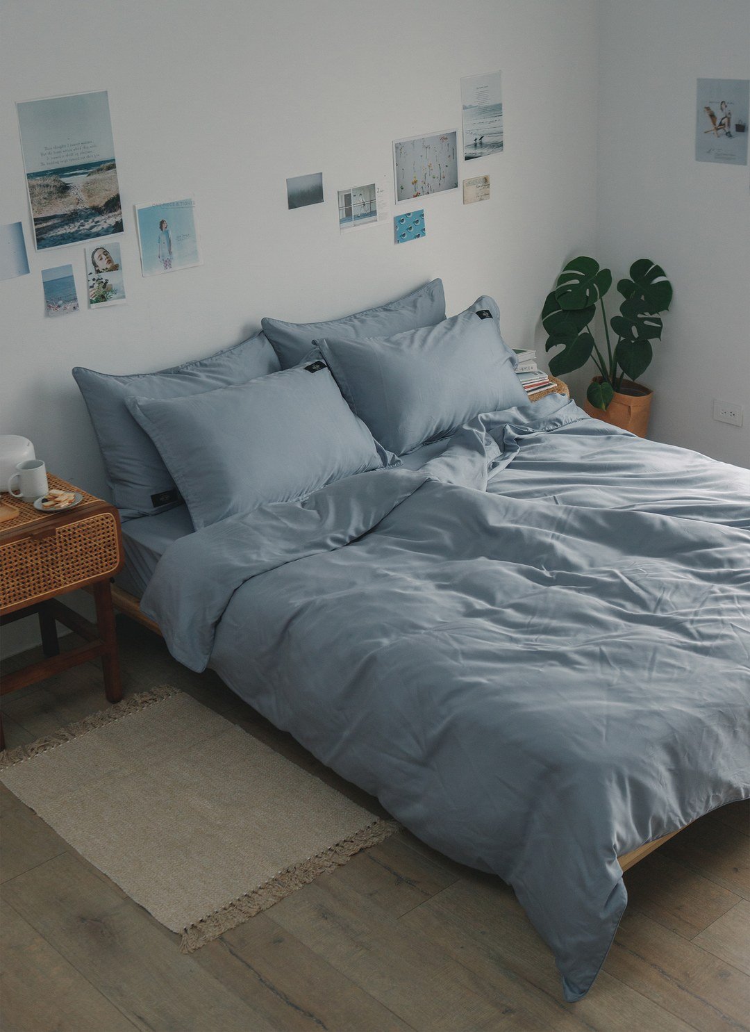 藍花亞麻 - 天絲四件組 ( 床包 + 被套 + 枕套 )