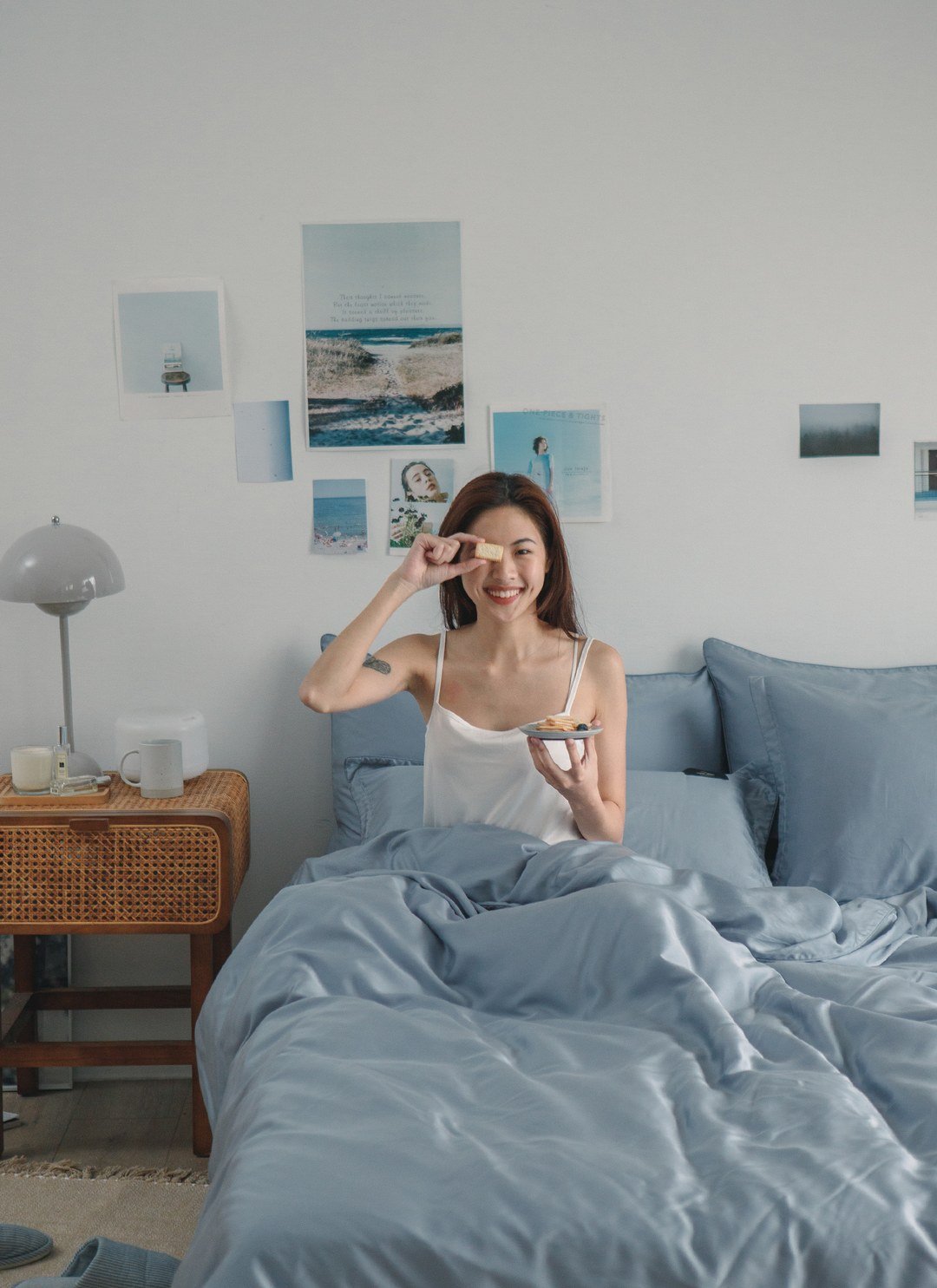 藍花亞麻 - 天絲四件組 ( 床包 + 被套 + 枕套 )