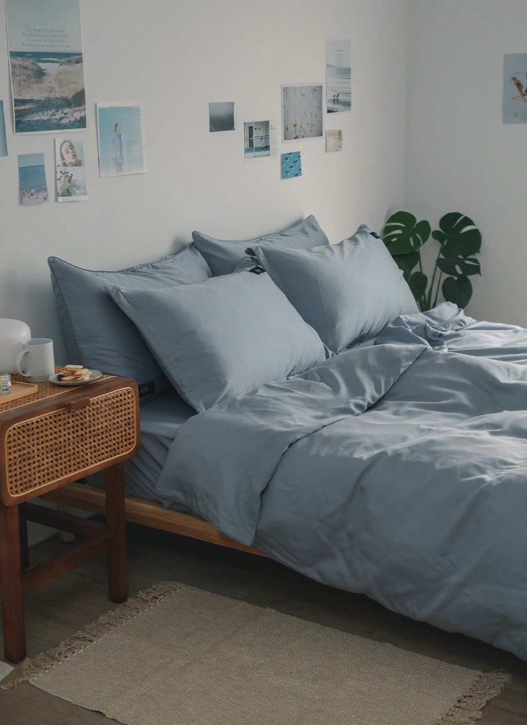 藍花亞麻 - 天絲被套組 ( 被套 + 枕套 )