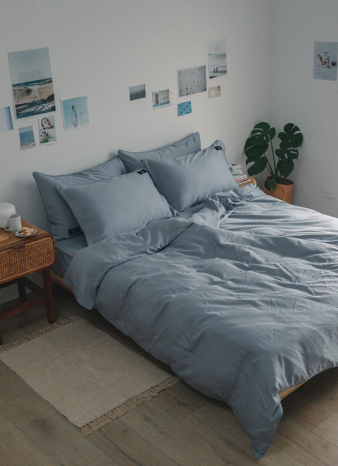 藍花亞麻 - 天絲被套組 ( 被套 + 枕套 )