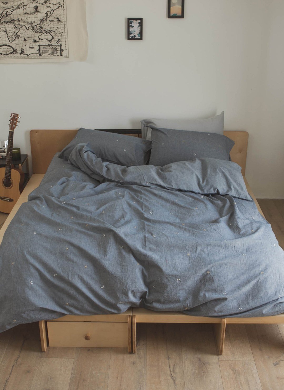 丹寧藍ｘ星星刺繡 - 水洗棉被套