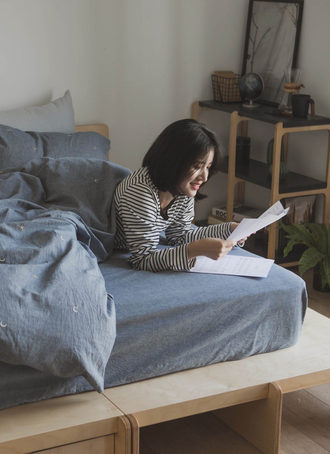 丹寧藍ｘ星星刺繡 - 水洗棉被套