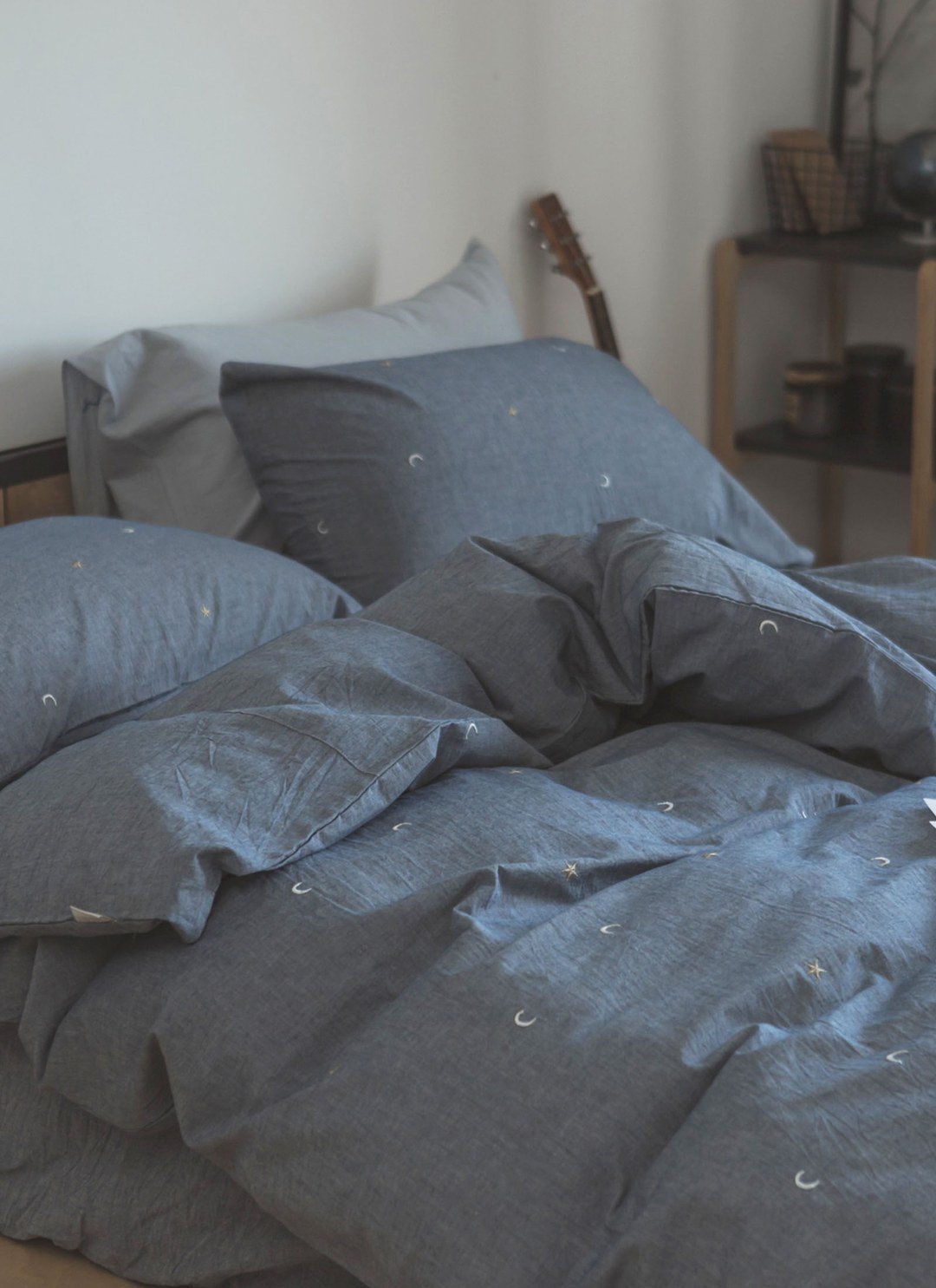 丹寧藍ｘ星星刺繡 - 水洗棉被套