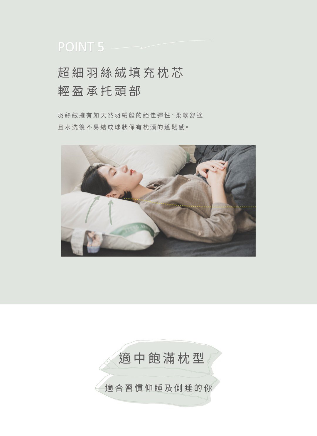 防螨枕／防蟎枕 - 適中高度