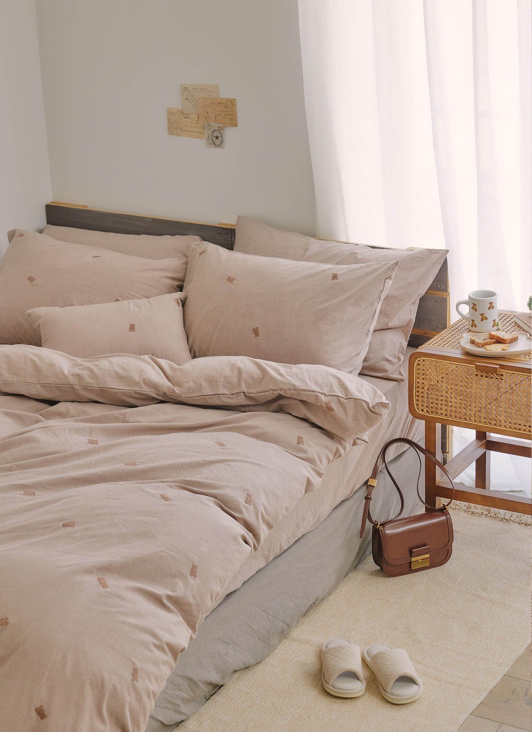 可可咖 - 水洗棉床包組 ( 床包 + 素色枕套 )