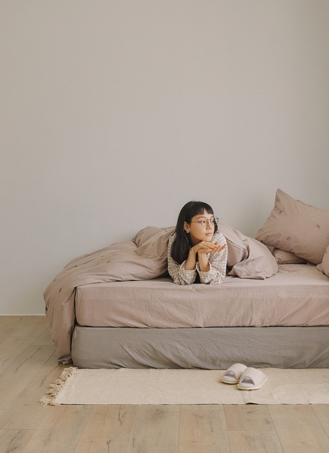 可可咖 - 水洗棉床包組 ( 床包 + 素色枕套 )