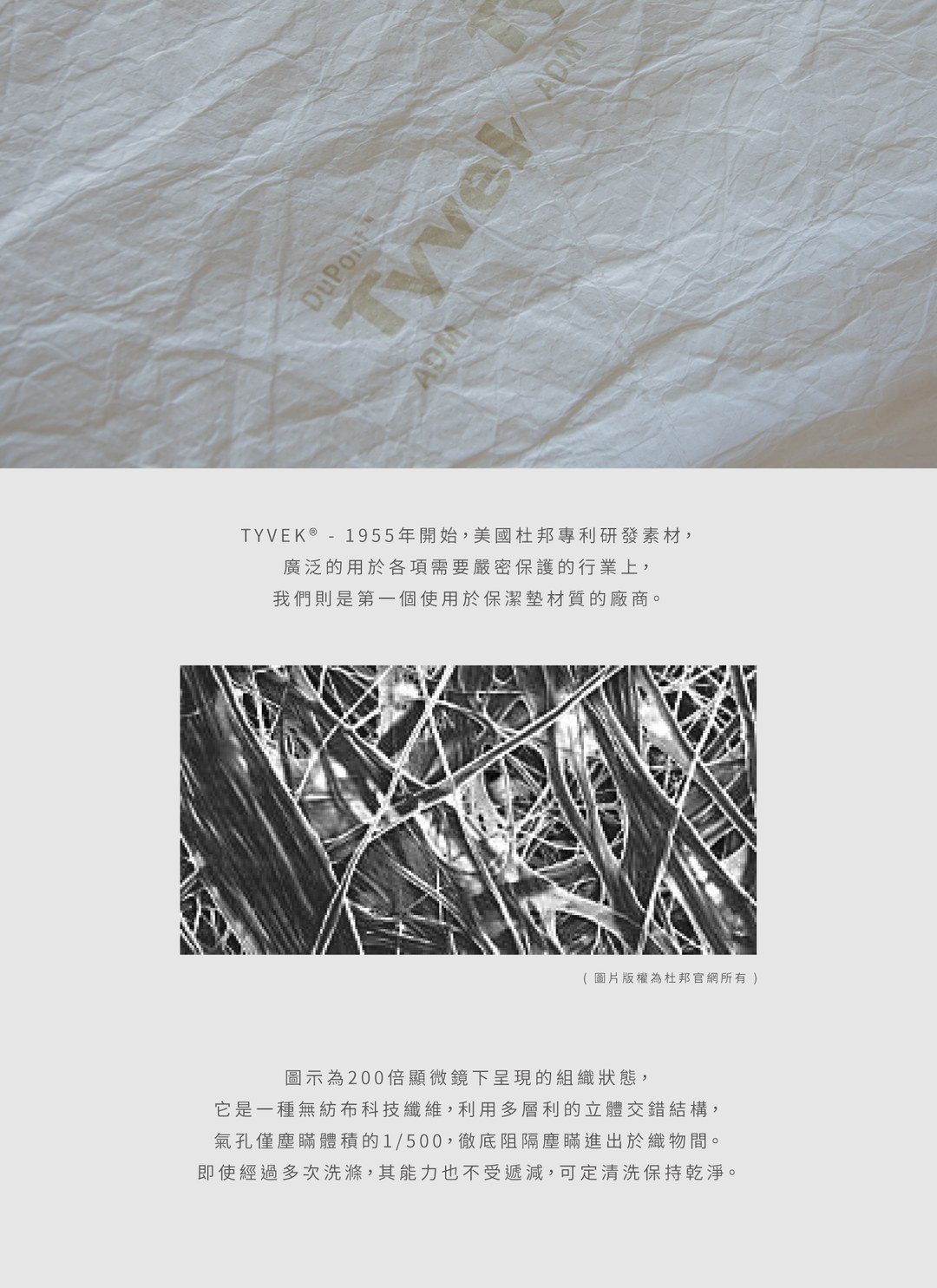 TYVEK物理防螨保潔墊