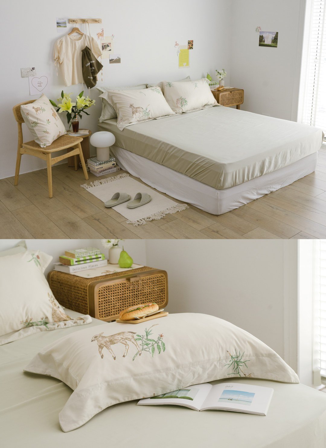 小鹿舞曲 - 天絲棉床包組 ( 床包 + 枕套 ) / Sybil-Ho 聯名款