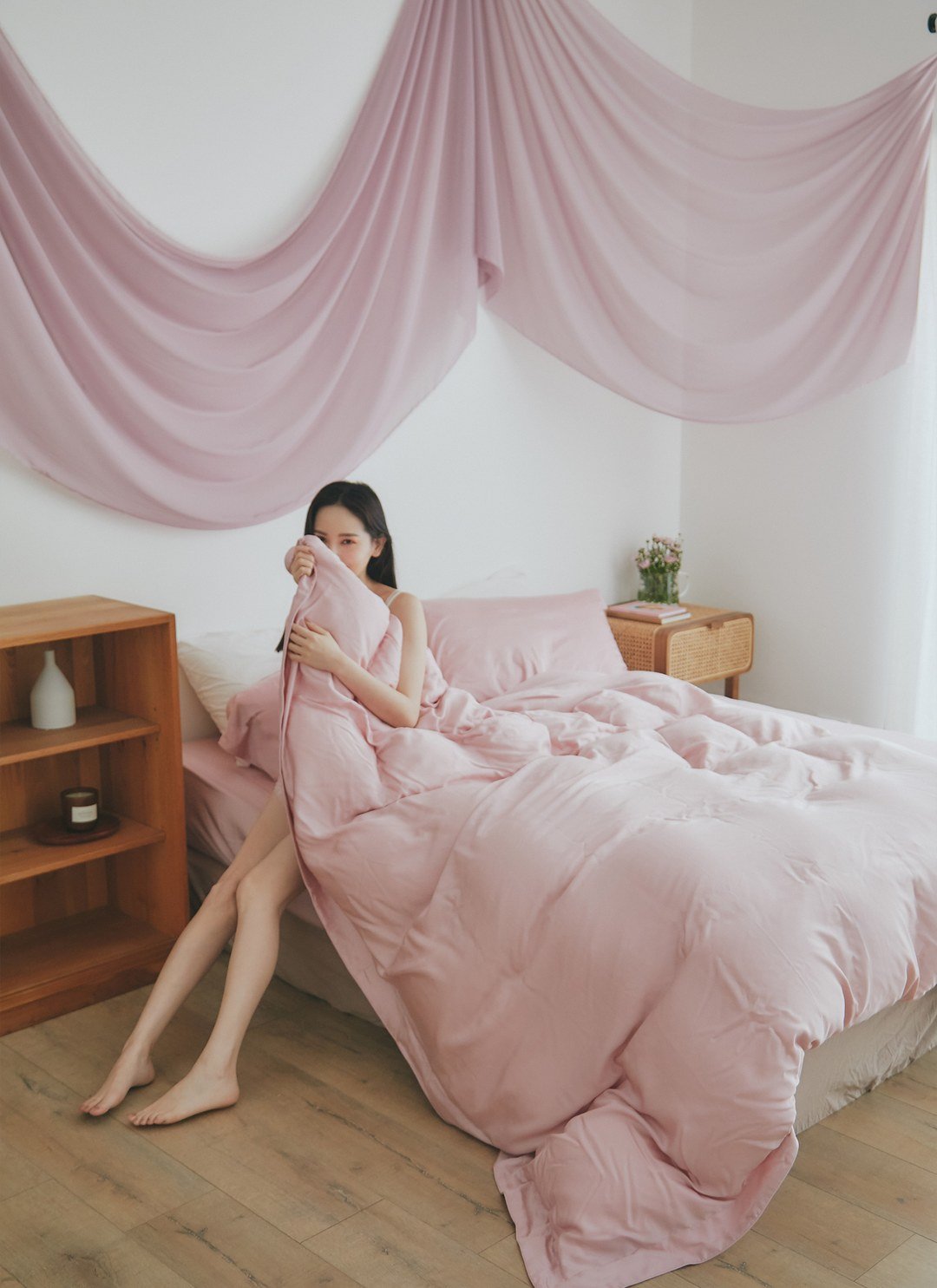 淺粉月季 - 天絲被套