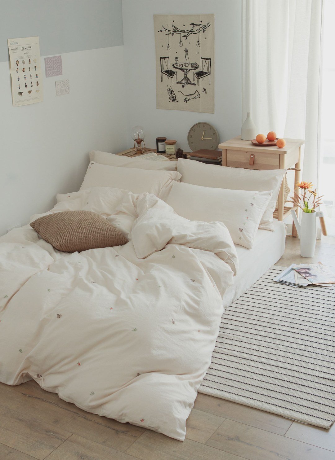 燕麥杏 - 水洗棉床包組 ( 床包 + 素色枕套 )