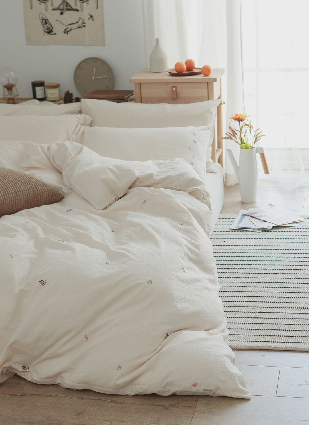 燕麥杏 - 水洗棉床包組 ( 床包 + 素色枕套 )