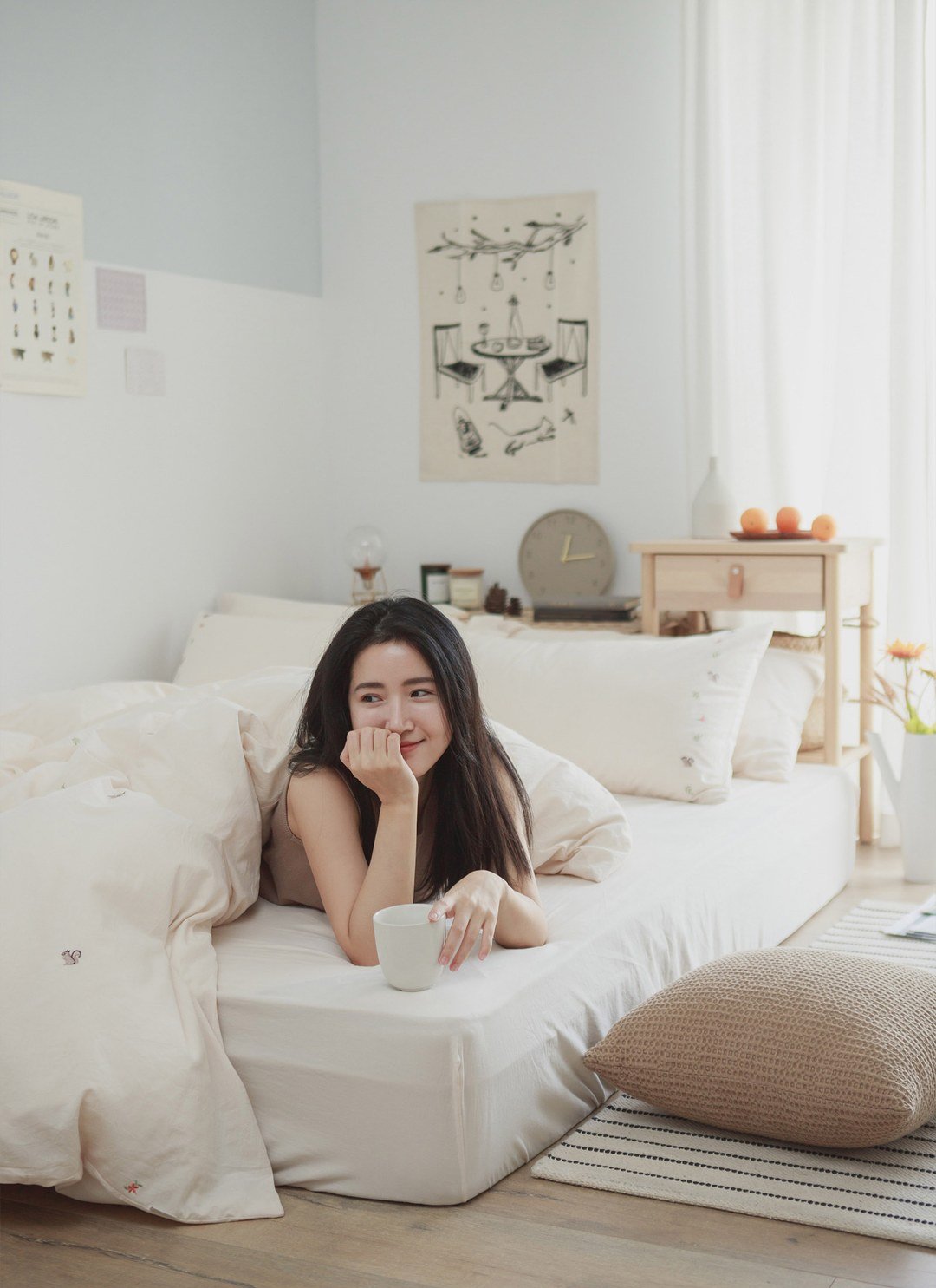 燕麥杏 - 水洗棉床包組 ( 床包 + 素色枕套 )