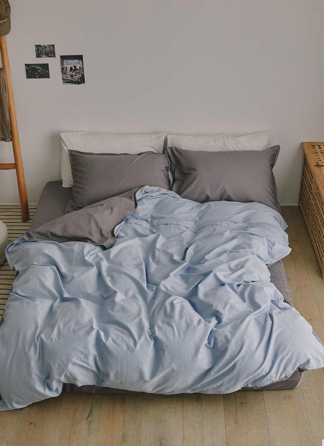 天藍岩灰 - 有機棉被套