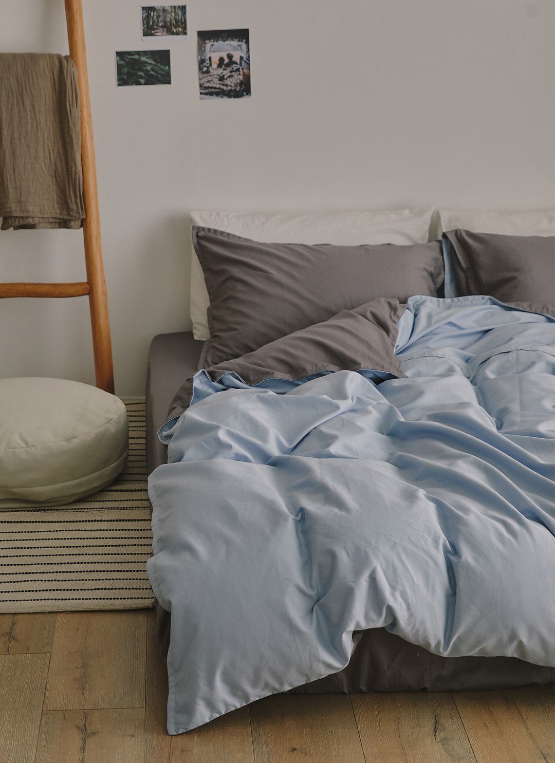 天藍岩灰 - 有機棉被套