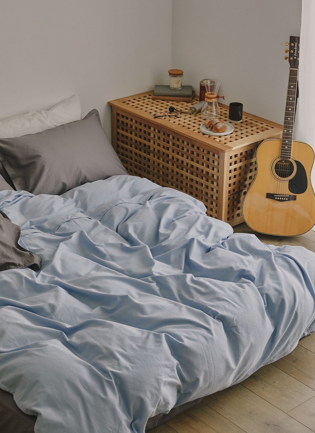 天藍岩灰 - 有機棉被套