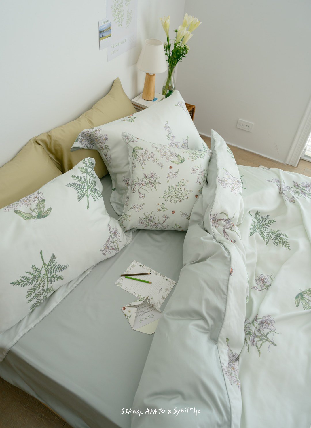 蒔光花園 - 天絲棉四件組 ( 床包 + 被套 + 枕套 ) / Sybil-Ho 聯名款