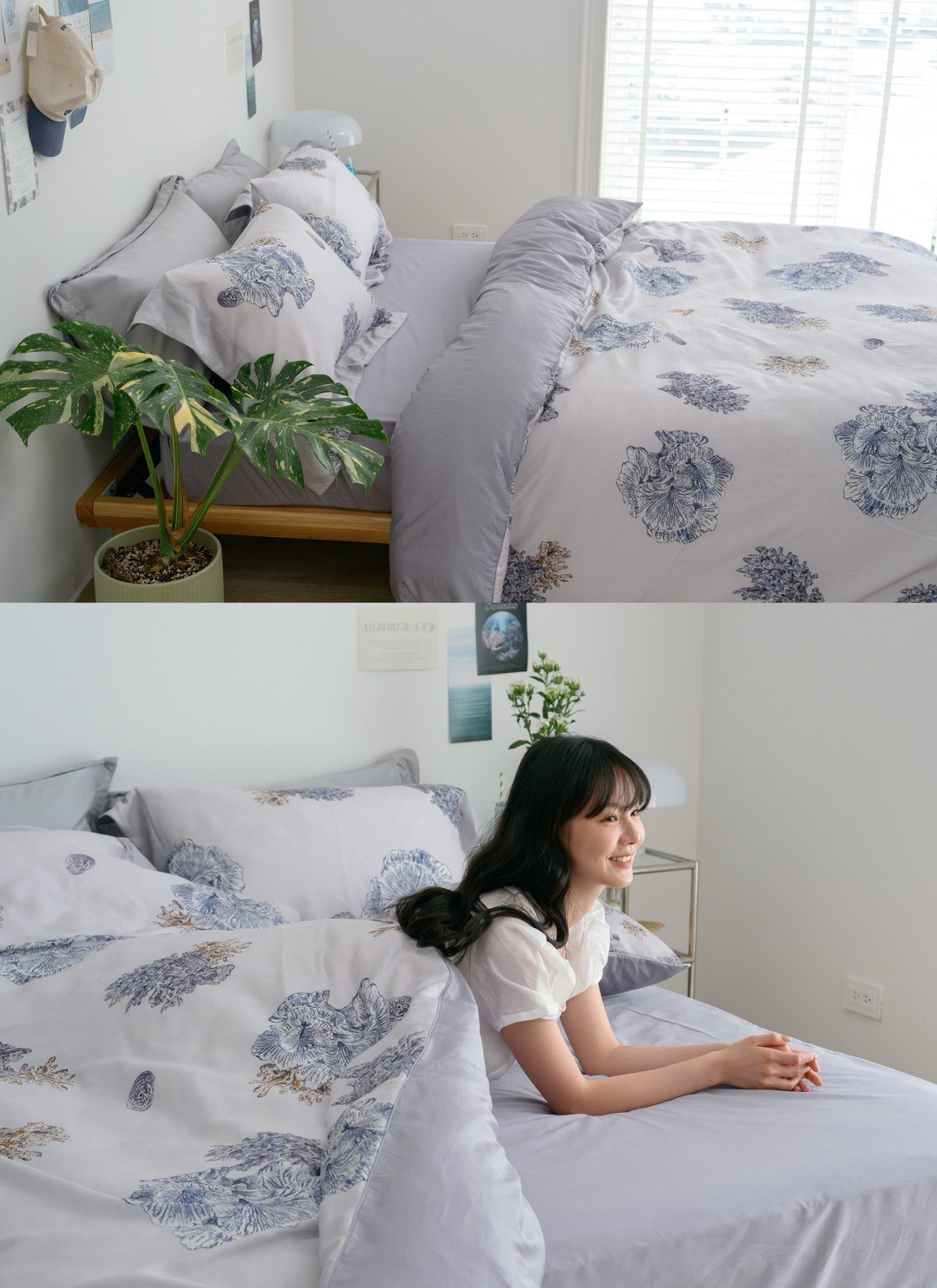 夏日蔚藍 - 天絲棉四件組 ( 床包 + 被套 + 枕套 ) / Sybil-Ho 聯名款