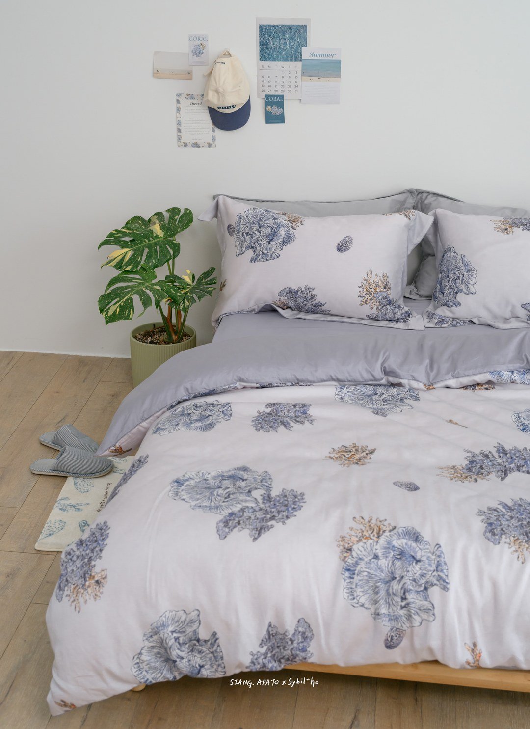 夏日蔚藍 - 天絲棉四件組 ( 床包 + 被套 + 枕套 ) / Sybil-Ho 聯名款