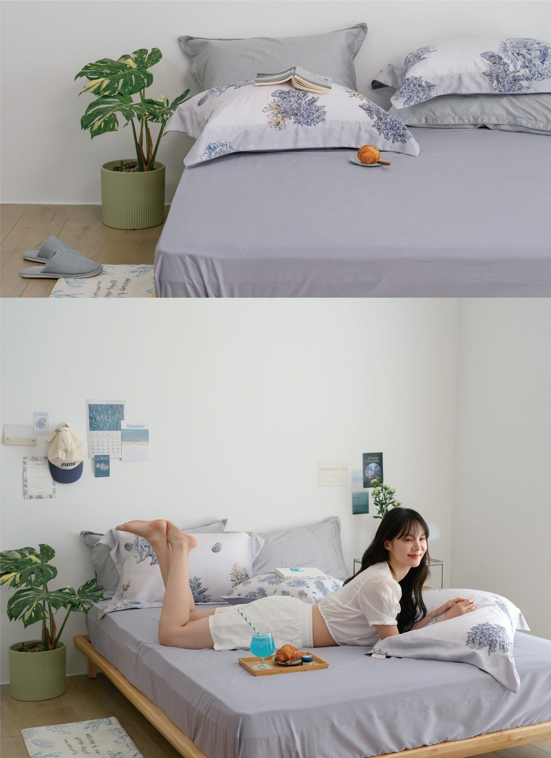 夏日蔚藍 - 天絲棉床包組 ( 床包 + 枕套 ) / Sybil-Ho 聯名款