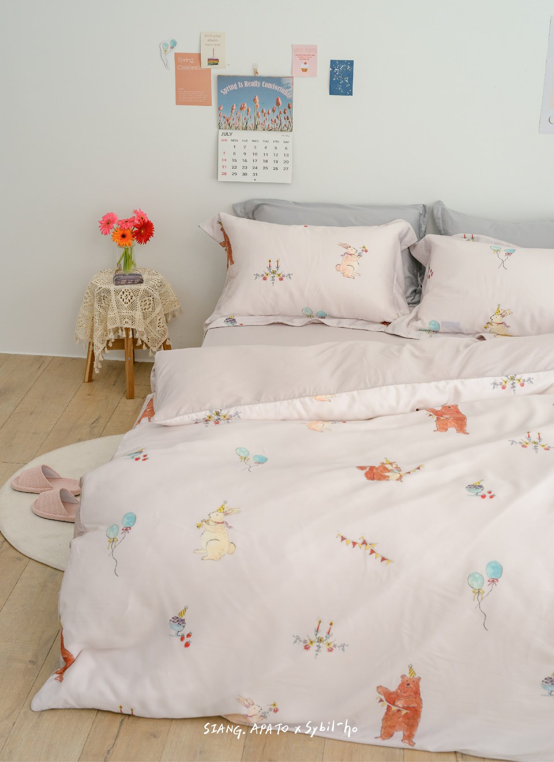 春日慶典 - 天絲棉床包組 ( 床包 + 枕套 ) / Sybil-Ho 聯名款