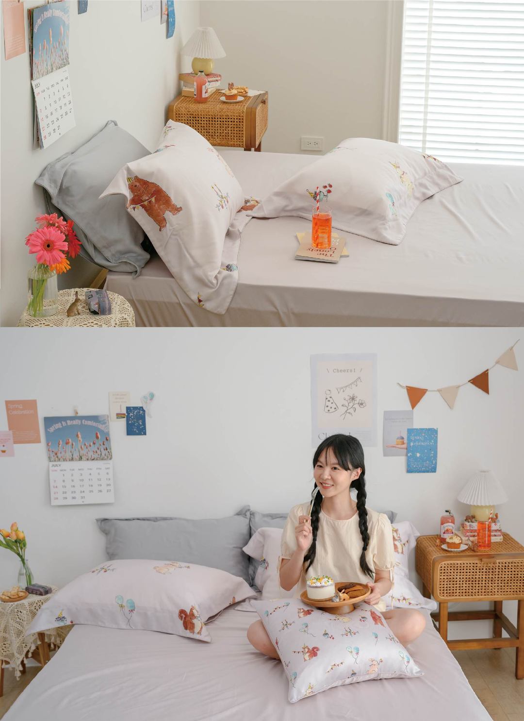 春日慶典 - 天絲棉床包組 ( 床包 + 枕套 ) / Sybil-Ho 聯名款