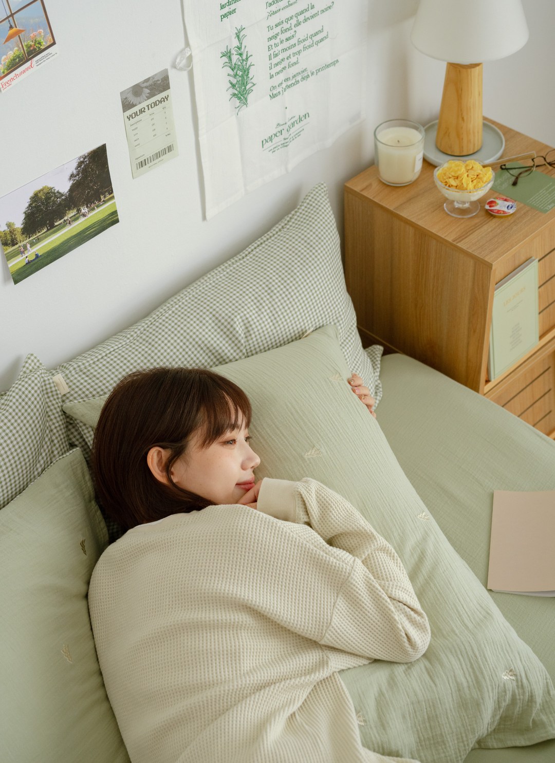 森語 - 二重紗 / 雙層紗床包組 ( 素色床包 + 刺繡枕套 )