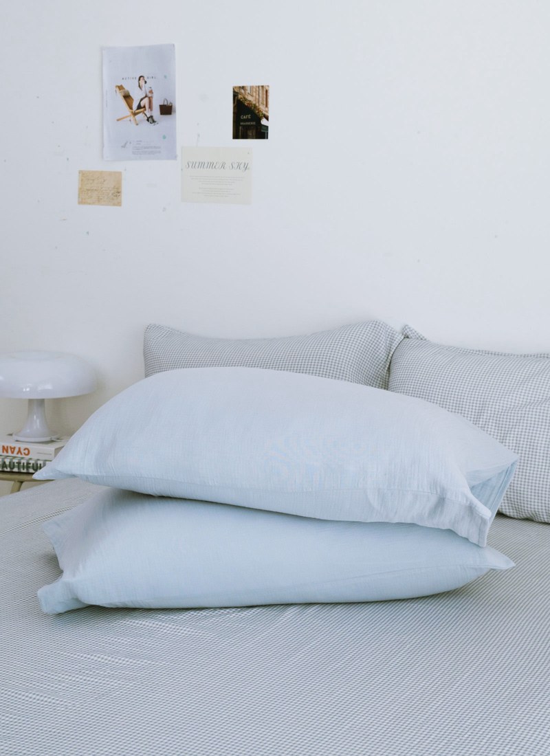 小富士藍 - 二重紗 / 雙層紗素色枕套 / 2入組