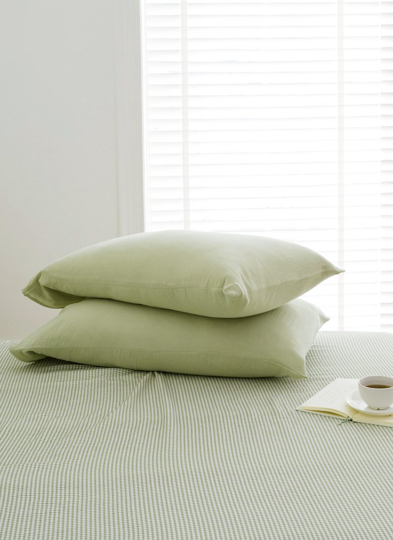 森語綠 - 二重紗 / 雙層紗素色枕套 / 2入組