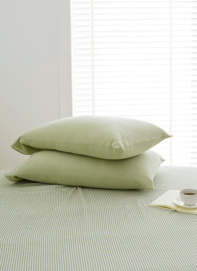 森語綠 - 二重紗 / 雙層紗素色枕套 / 2入組