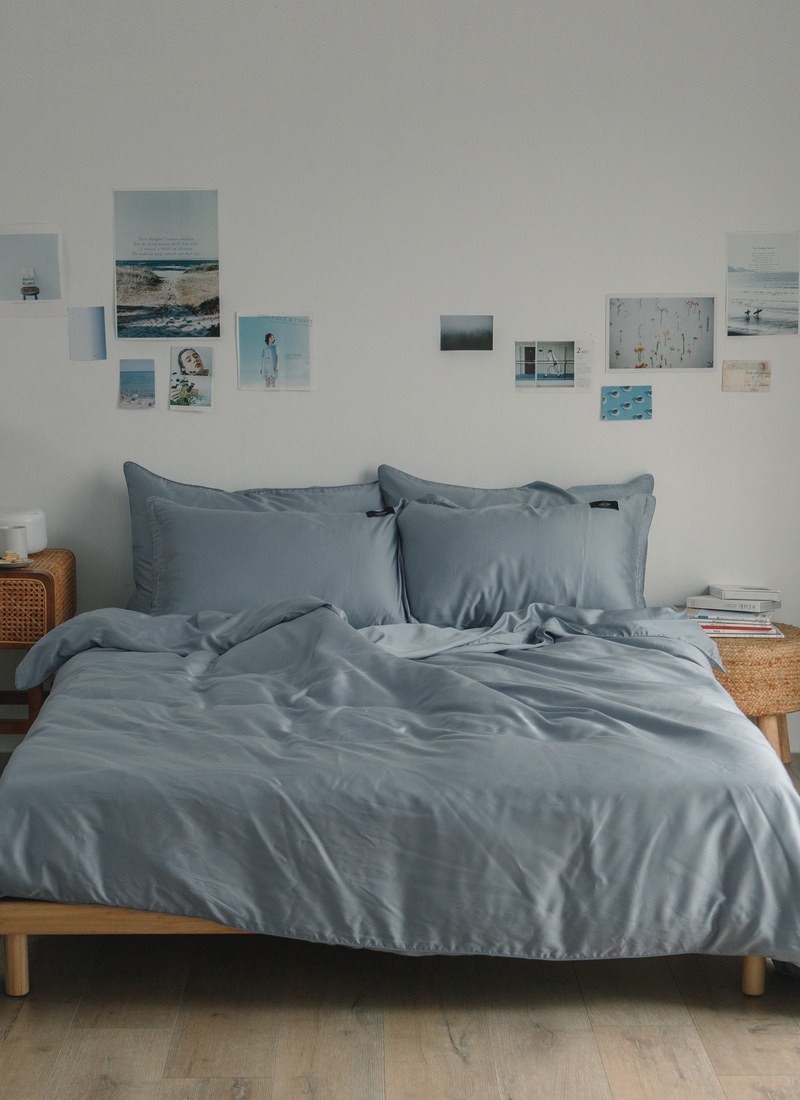 藍花亞麻 - 天絲四件組 ( 床包 + 被套 + 枕套 )