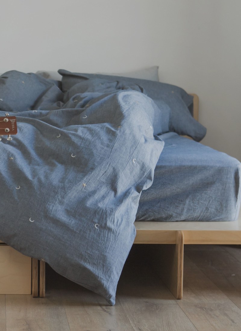 丹寧藍ｘ星星刺繡 - 水洗棉被套