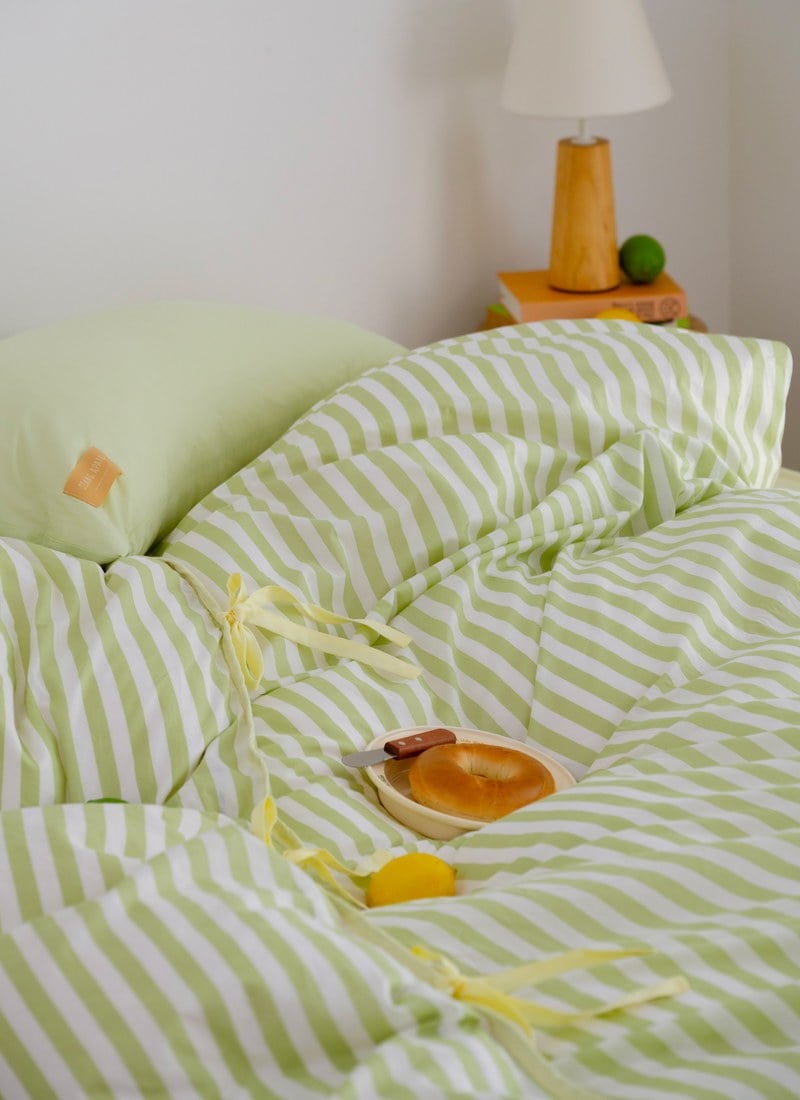 開心果優格  / 檸檬優格 - 華爾紗 ( 純棉 ) 條紋被套