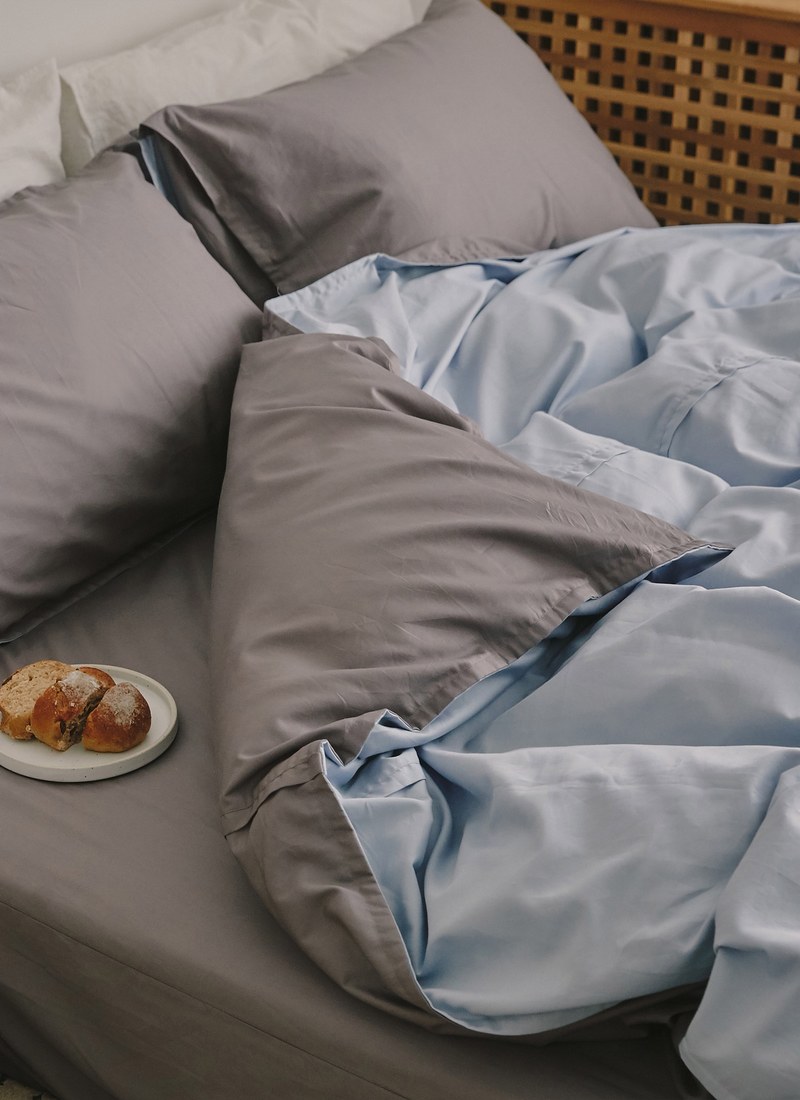 天藍岩灰 - 有機棉被套