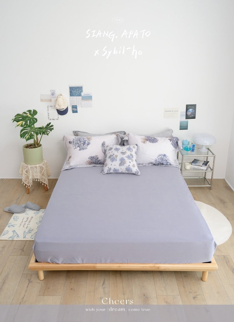 夏日蔚藍 - 天絲棉床包組 ( 床包 + 枕套 ) / Sybil-Ho 聯名款