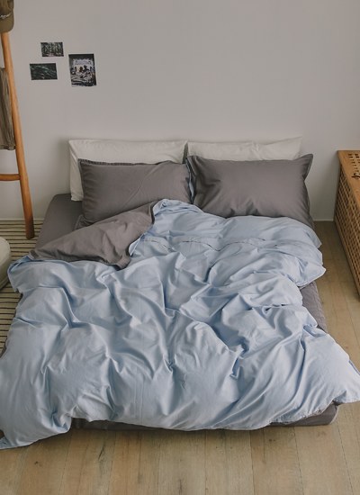 天藍岩灰 - 有機棉四件組 ( 床包＋被套＋枕套 )