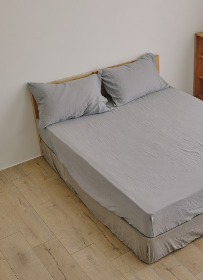 海豚灰 - 二重紗 / 雙層紗床包組 ( 床包 + 枕套 )