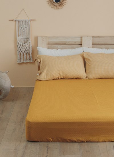 暖陽黃 - 二重紗 / 雙層紗床包組 ( 床包 + 枕套 )